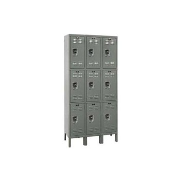 12x18x24" Openings - 3-Tier Locker -  Ready-Built Locker - 3 Lockers Wide - Set Up - Gray