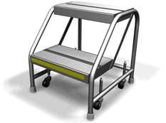 16" Mobile Step Stool- Ribbed- Aluminum