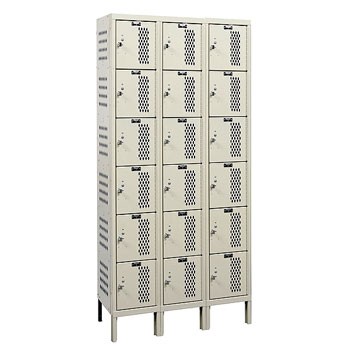 36"W x 18"D x 78"H 6-Tier Heavy-Duty Ventilated Locker- 3-Wide, KD