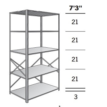 48" x 12" x 87" Open Metal Box shelving Adder- 5 Shelf