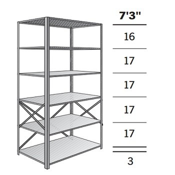 48" x 18" x 87" Open Metal Box shelving Adder- 6 Shelf