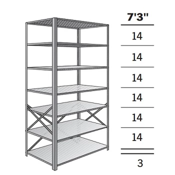 36” x 12” x 87” Open Metal Box Shelving Starter- 7 Shelf 36” x 12” x 87” Open Metal Box Shelving Starter- 7 Shelf