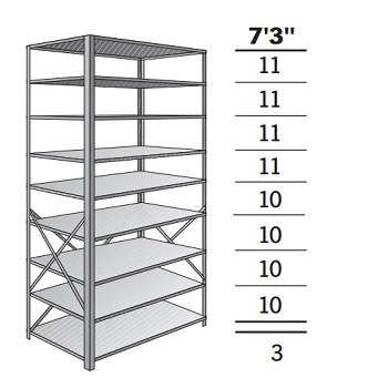 48" x 12" x 87" Open Metal Box shelving Adder- 9 Shelf