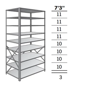 48” x 30” x 87” Open Metal Box Shelving Starter- 9 Shelf