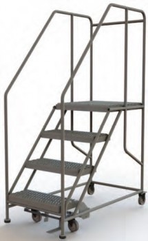 4 Step Mobile Ladder- 24"W x 35"L Platform w/ Handrails