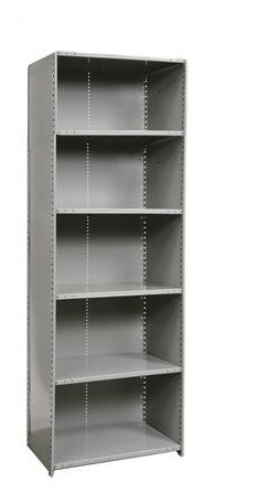 36"x12"x85" Closed Steel Clip Shelving Starter- 6 Shelf