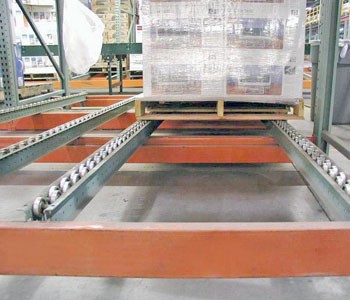 96" x 54" Used Pallet Flow System- 6 Pallet Positions