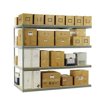 60” x 36” x 84” Rivet Long Span Shelving Adder- 4 Shelf No Deck