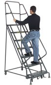 2 Step 16" Perforated Steel Rolling Ladder w/o Handrails